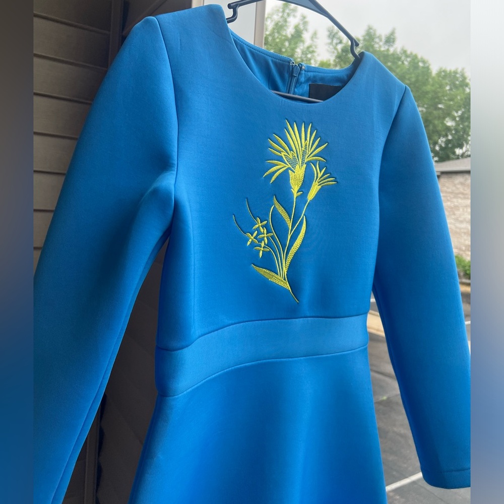 🆕🦋🌼 Cynthia Rowley Electric Blue Embroidered Fit & Flare Mini Dress Size 6 Prom - Picture 7 of 13